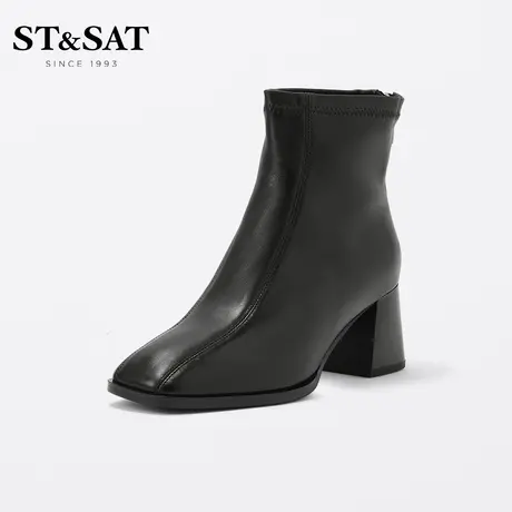 星期六SS24116412优雅时装靴冬季新款女鞋方头高跟靴短靴女靴图片